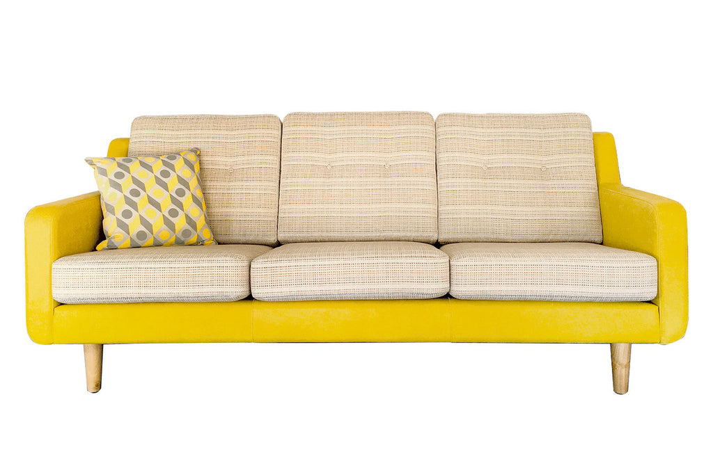 Evelyn Mid-century Retro Fabric & Leather Couch Sofa