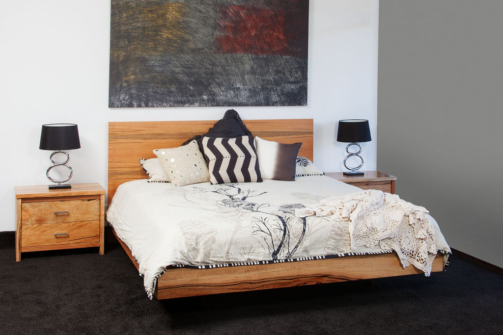 WA Made Milan Marri or Jarrah Timber Contemporary Floating Bed & Bedroom Suite