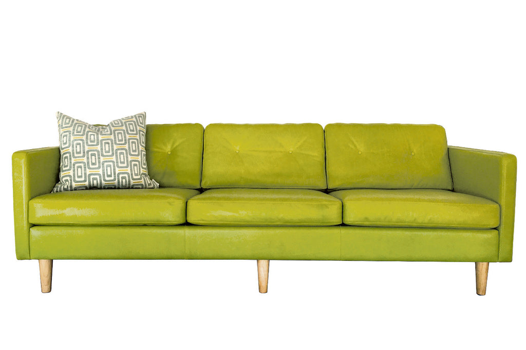 Svensen Mid-Century Aniline Leather Couch Sofa Retro Style