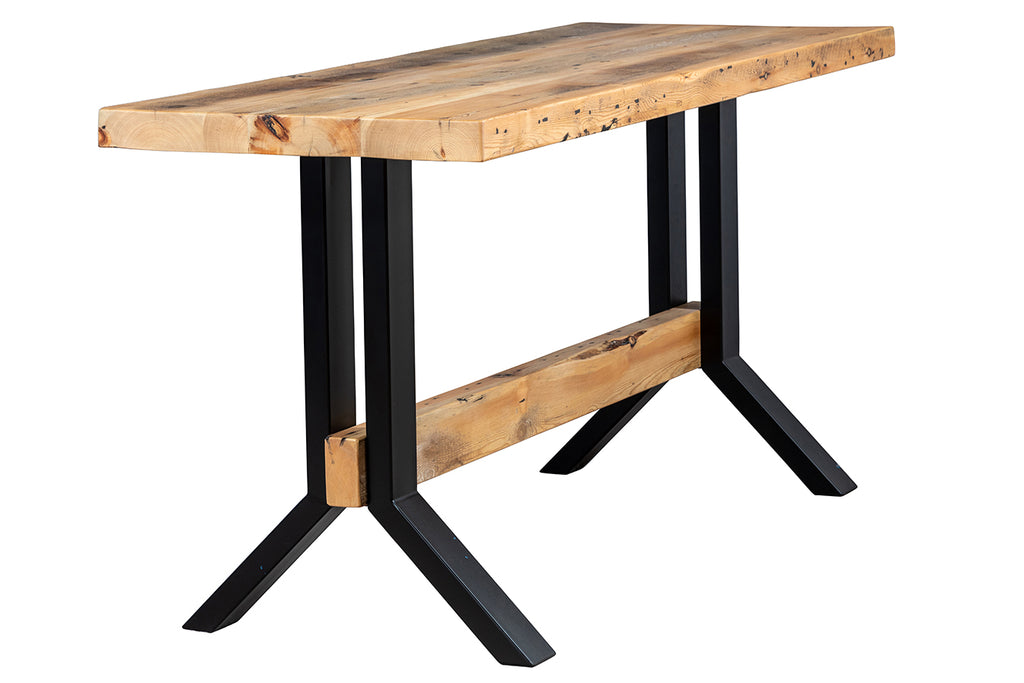 Warehouse Recycled Bar Table with Footrail - Recycled Oregon/Baltic