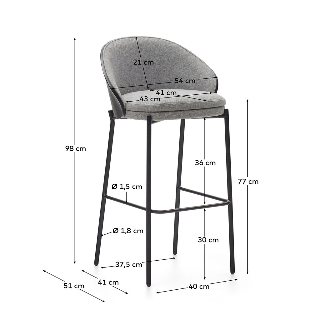 Eaman Black Bar Stool - 3 Colours/Timbers