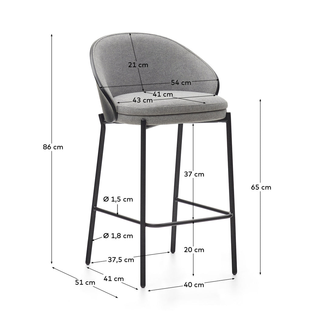 Eaman Black Bar Stool - 3 Colours/Timbers