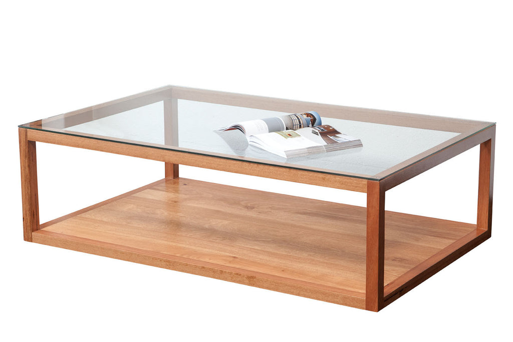 Bailey Blackbutt Timber Wood Coffee Table with Glass Top WA Made Custom Bespoke Furniture Gallery