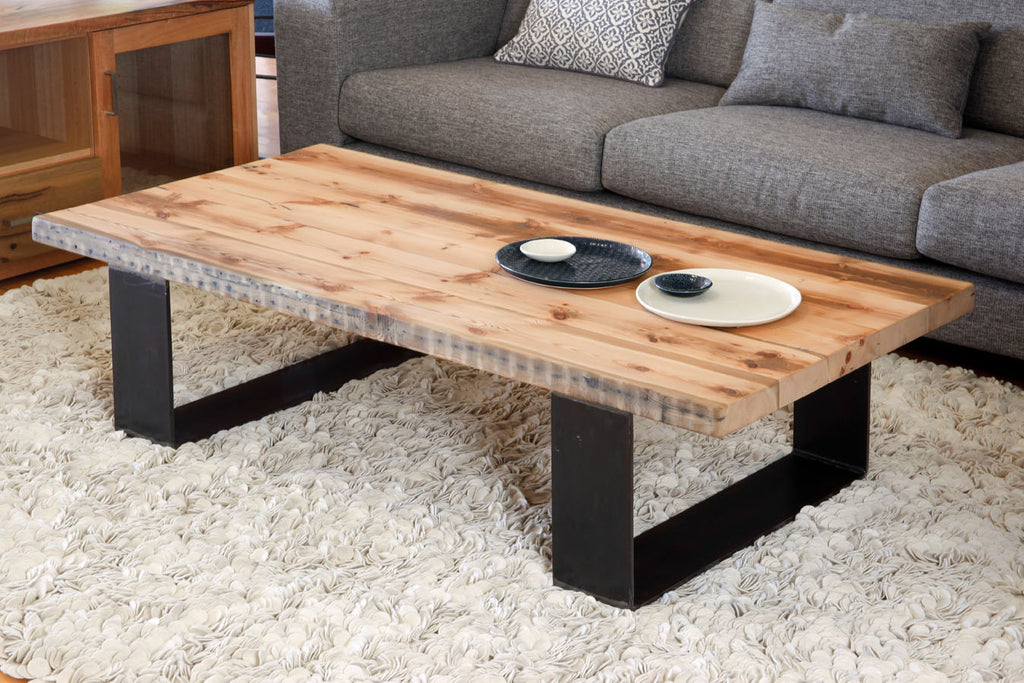 Plaistow Recycled Baltic Pine Industrial Design Coffee Table with Steel Base