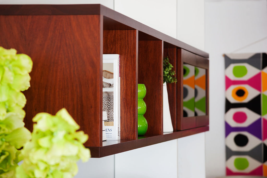 Woods Wall Unit in Jarrah & White Lacquer