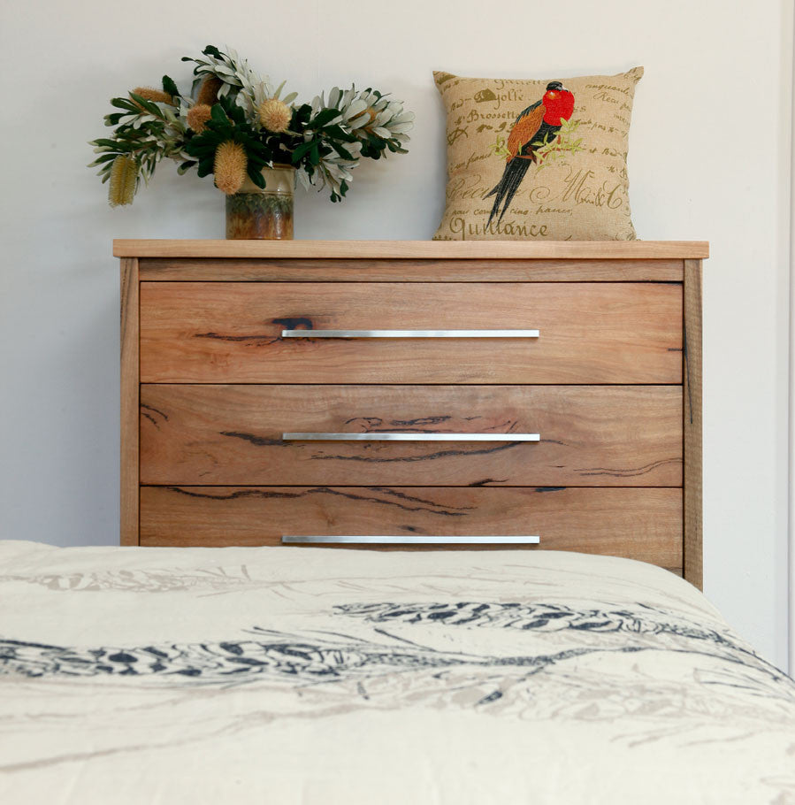 Boranup Solid Marri Bedroom Furniture Suite - Chest of Drawers with Brushed Aluminium Handles, Perth, WA