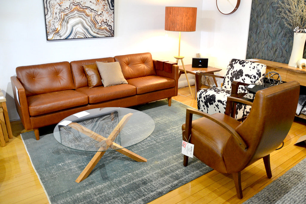 Svensen Scandinavian Design Mid Century Tan Aniline Leather Couch Perth WA