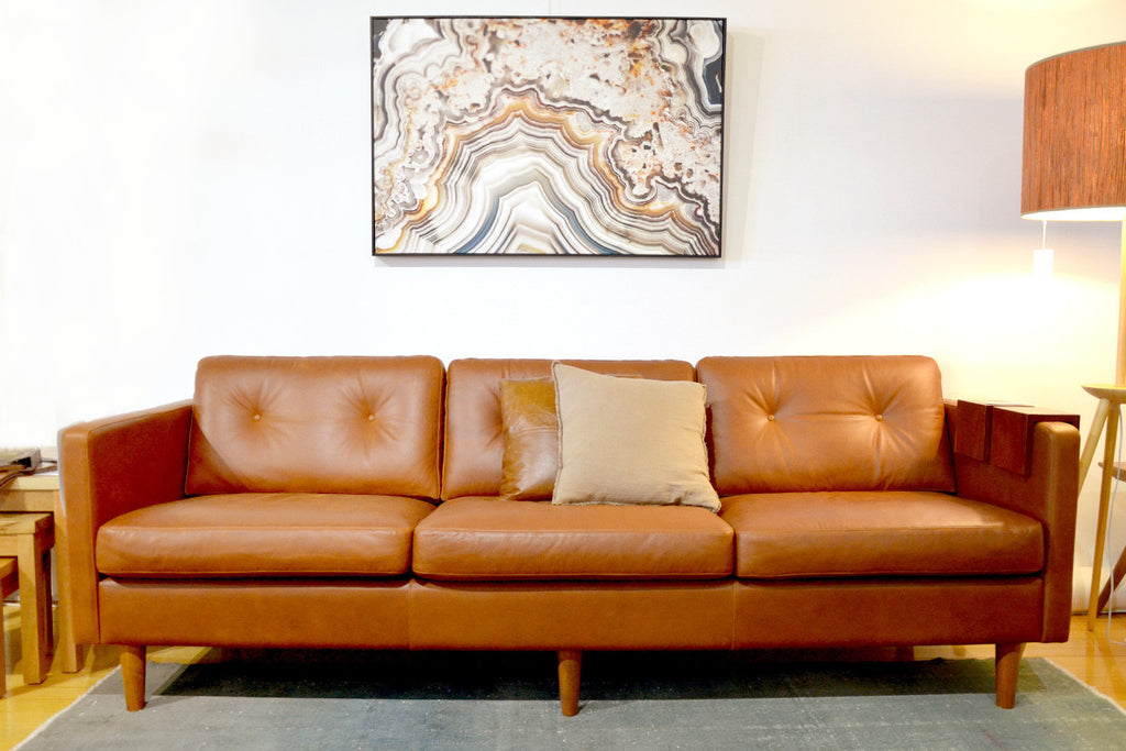 Svensen Scandinavian Design Mid Century Tan Aniline Leather Couch Perth WA