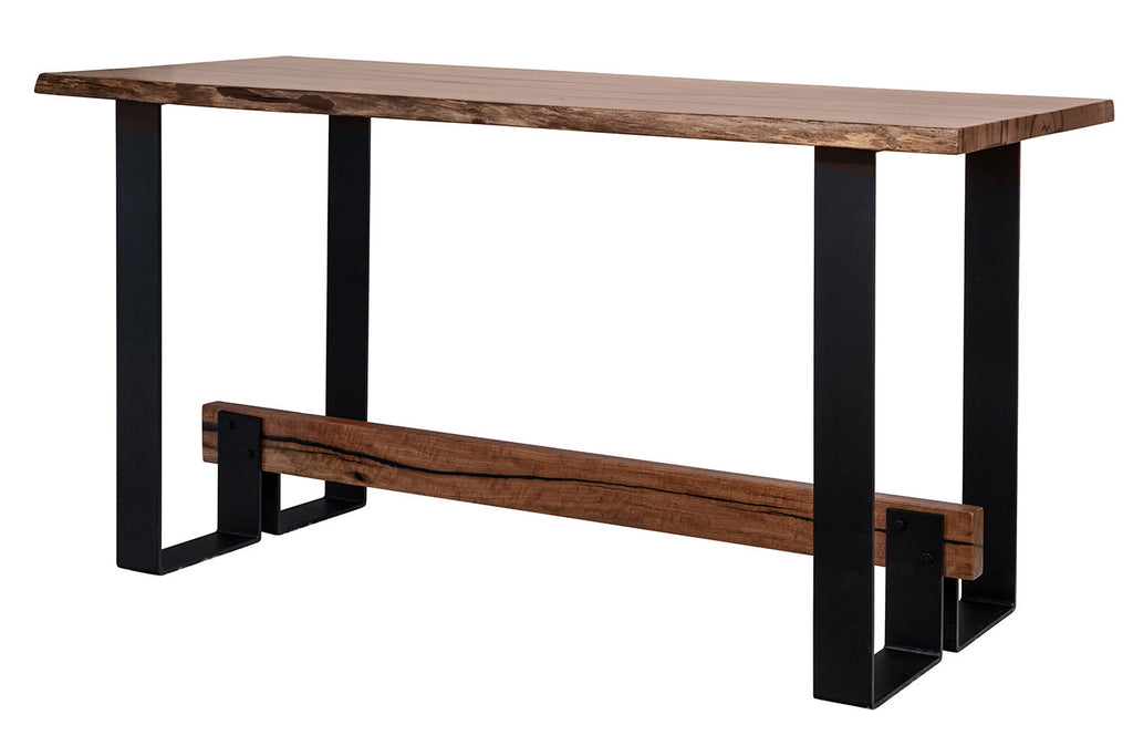 Warehouse Bar Table with Footrail - Marri Slab/Natural Edge
