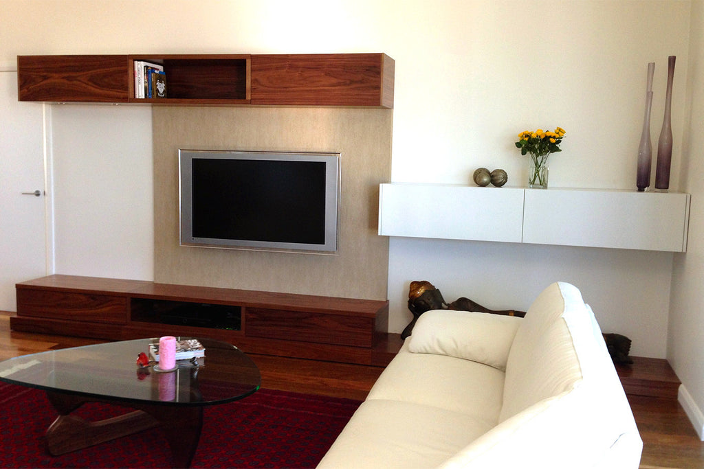 Bespoke Ash Timber Wood Lacquer Custom Wall Unit System with LED Back lighting WA Perth Bespoke Furniture Perth