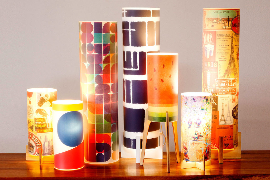 Fully customisable, printed interchangeable lampshade Phoebe desk lamps