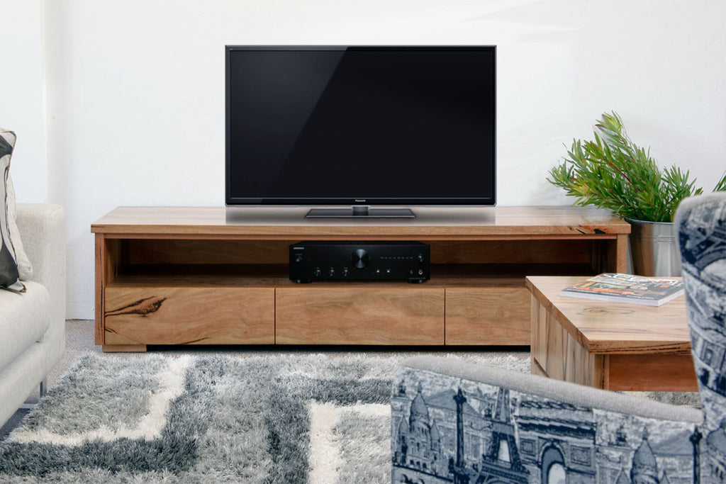 Dwelling marri jarrah timber tv lowline unit